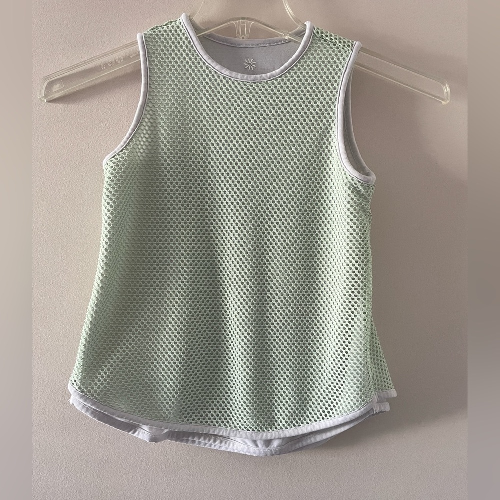 Athleta Girls Mint Green Double Mesh Tank Top